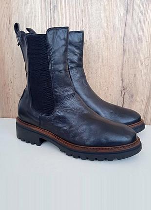 Нові німецькі шкіряні челсі, жіночі демі черевики, чоботи чорні, весна осінь, р. 42