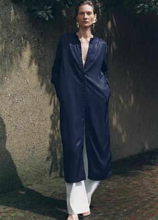 Платье женское синие с льном zara new