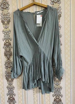 Стильная легкая туника блуза, свет оливковый блузка туника жатка батал