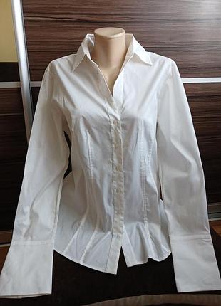 Коттоновая белая рубашка hugo boss