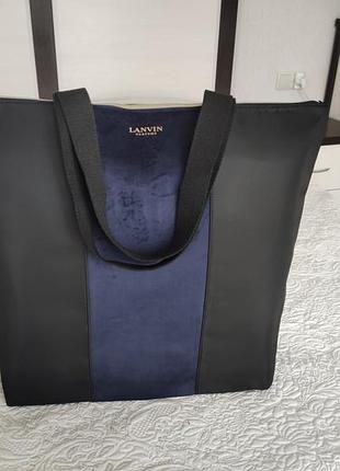Сумка,ланвин парфюм, сочетание черного и синего цветов.
