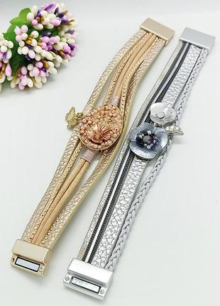 Многослойный браслет с магнитной застёжкой , под кожу, бисер, бижутерия, закутня