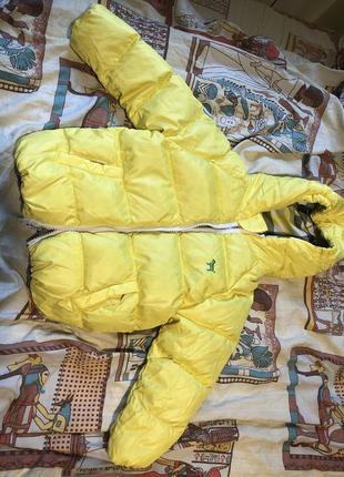 Крутой легкий яркий двухсторонний пуховик размер 86-104