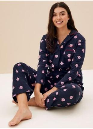Пижамные штаны с карманами из чистого хлопка  marks spencer