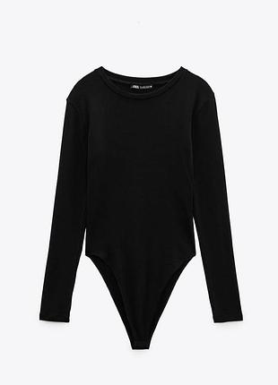 Черное боди, лонгслив в рубчик zara
