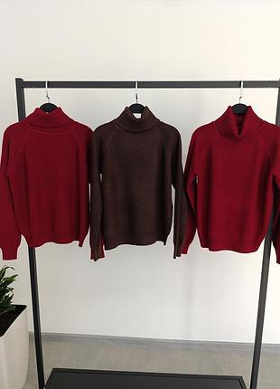 Гольфик в рубчик, в кольорі шоколад та бордо 3