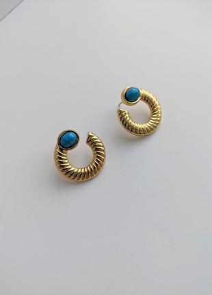 Уцінка !! золотисті металеві сережки круглі кульчики пусети гвоздики нержавіюча сталь