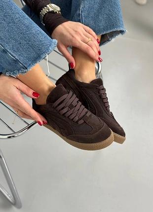 Коричневые кеды из натуральной замши