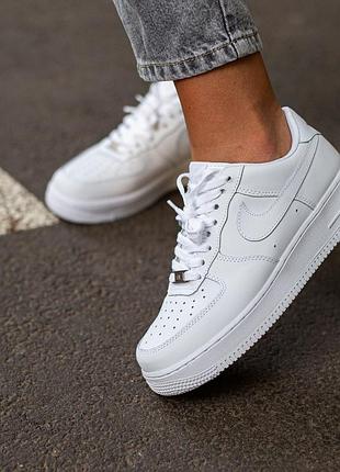 Nike air force white (36рр - 45рр)кросівки білі найк аір форс, жіночі кросівки білі найк форс, чоловічі білі кросівки найк