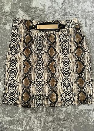 Юбка мини в змеиный принт, стильная юбка для фотосессии