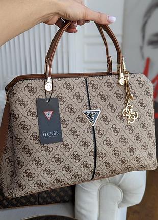 Сумка white guess noelle большая на три отдела lux.