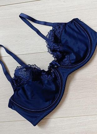 Синий бюстгальтер базовый бюст ажурный лиф кружевый bonmarche 36c 80c 75d