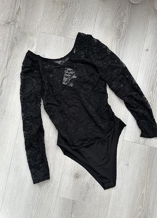 Кружевное боди с рукавом майка pull and bear