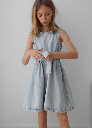 Zara стильное фирменное джинсовое платье на девочку зара платье коттон джинс