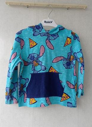 Лонгслив худи disney со стичем на 4 года рост 104-110 см
