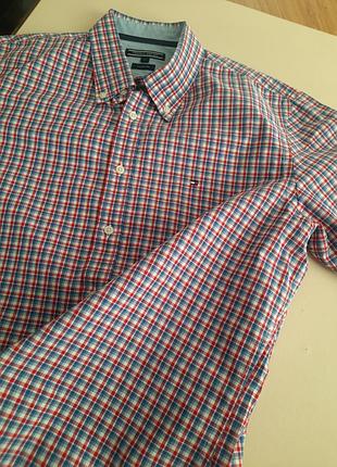 Красивая коттоновая рубашка оригинал tommy hilfiger custom fit размер l