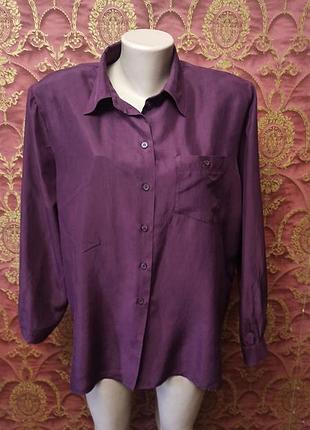 Шелк!!! рубашка блуза из натурального шелка с подплечниками lineav