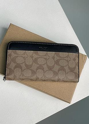 Кошелек coach accordion wallet in signature canvas beige