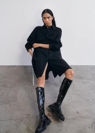 Лакированные стрейчевые ботинки чулки zara 40