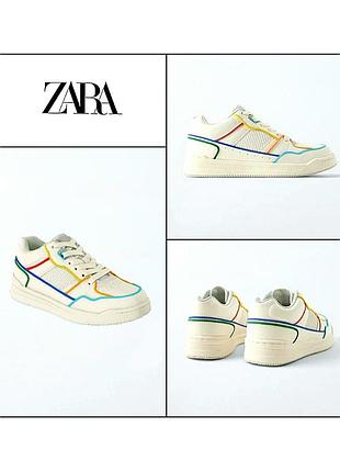 Оригінальні кросівки 37-39 zara із екошкіри білі молочні нова колекція кеди снікерси шкіряні жіночі базові демісезонні весняні весна