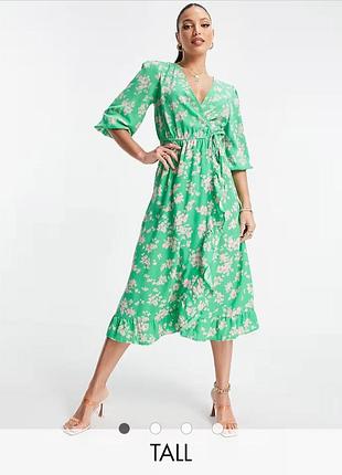 Зелена сукня міді в білий квітковий принт new look, zara, primark, h&m