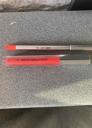 Матова червона помада та олівець  matte liquid lipstick. набор новий.