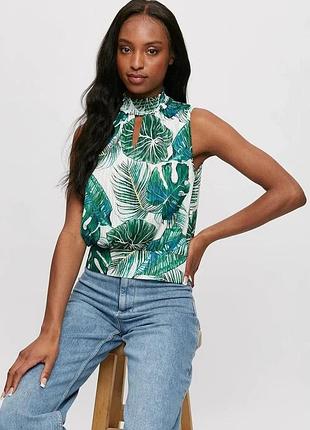 Блуза принт тропик листья