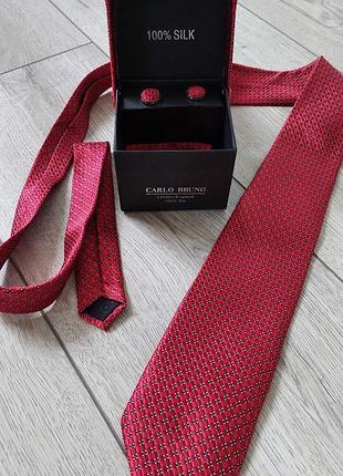 Подарочный набор для мужчин carlo bruno london england 100% silk. галстук, запонки, меха
