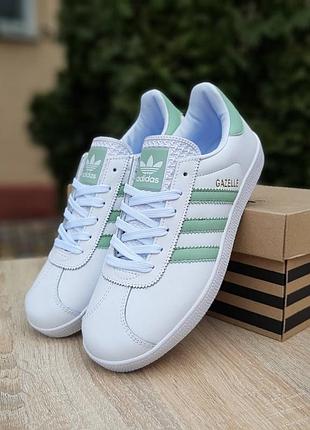 Adidas gazelle белые с бирюзой кроссовки женские адидас адедас кроссовки кроссовки