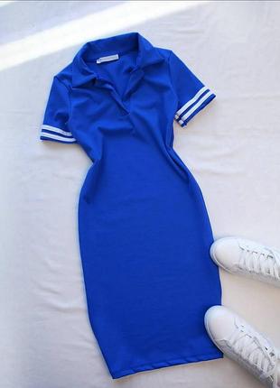 Платье мини поло стрейч джинсы, платье платье