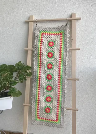 Раннер вязаный из хлопкового шнура, прямоугольная салфетка на стол или комод, бохо декор для дома