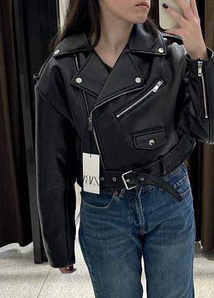 Кожаная куртка косуха zara