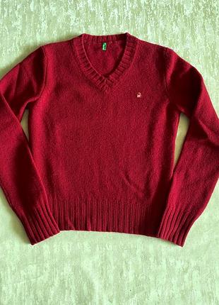 Джемпер винного цвета 100% шерсть от benetton