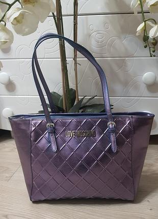Сумка-шоппер love moschino metalic