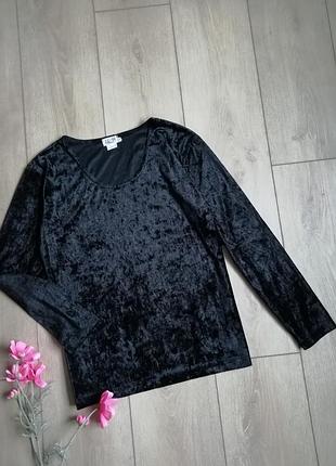 Черная велюровая кофта лонгслив