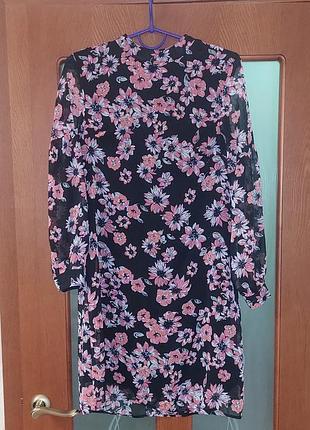 Платье в цветочный принт xs- s