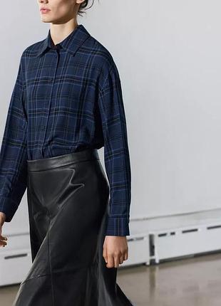 Класна тоненька  сорочка в клітинку з віскози zara