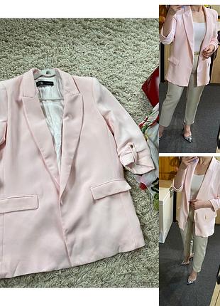 Базовий ніжно рожевий піджак ,zara,p.m-l