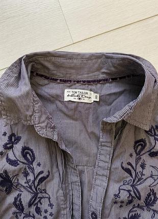 Рубашка удлиненная в полоску с вышивкой в идеале