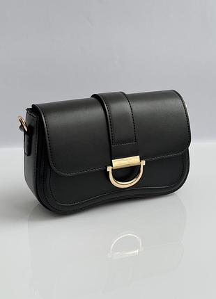 Стильная черная женская сумка багет