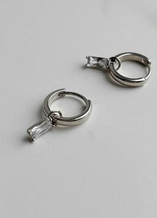 Сережки 2в1 кільця xuping медичний сплав позолота родій