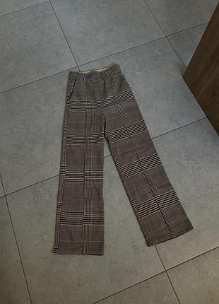 Штани h&m бежеві картаті гусяча лапка