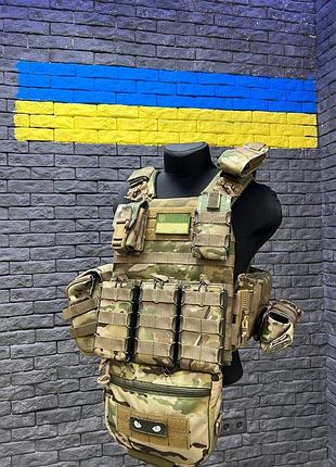 Плитоноска з підсумками/ плитоноска з карманами під балістичний пакет/ плитоноска/ бронежелет з напашником