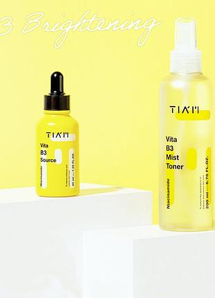 Набір для обличчя з ніацинамідом tiam vita b3 тонер міст mist toner і сироватка tiam vita b3 source