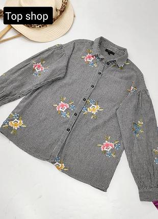 Сорочка жіноча в клітинку з вишивкою прямого крою від бренду top shop s