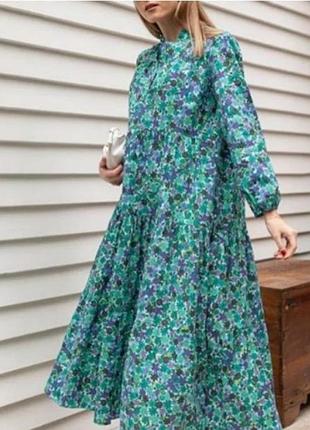 Шикарне довге бавовняне плаття сукня в принт zara