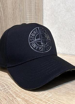 Летняя мужская бейсболка в стиле бренда stone island котоновая черная кепка тракер