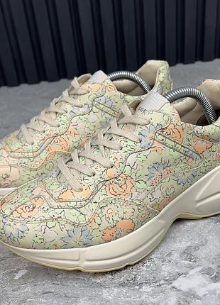 Gucci liberty rhyton floral muticolor canvas sneakers женские кроссовки оригинал 37 eur