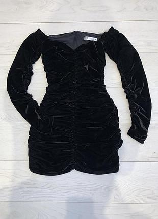 Коротке плаття сукня велюрове zara s