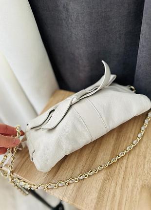 Кожаная сумка клатч белая 7